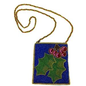 CMarie Holiday Holly Berry Beaded crossbody Bag